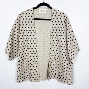 Susan Eastman Polka Dot Lagenlook Open Front Cardigan Coat One Size